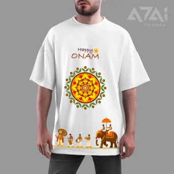 Happy Onam Graphic White T-Shirt | Kerala Festival